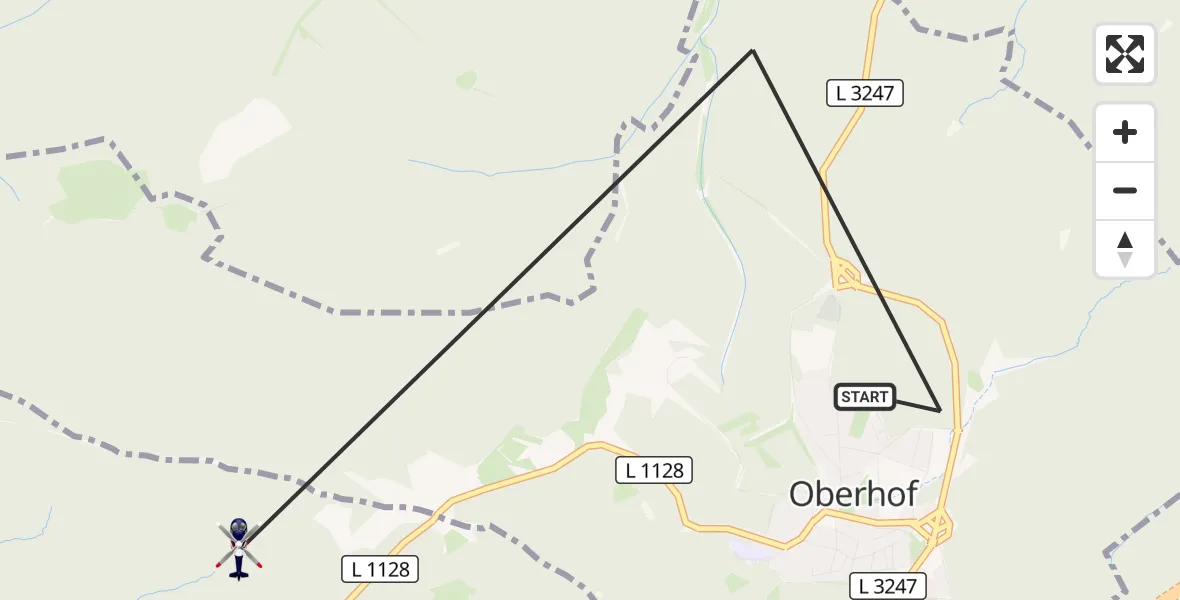 Flugroute Polizeihubschrauber Oberhof - Steinbach-Hallenberg, 24 September 2026, 12:16