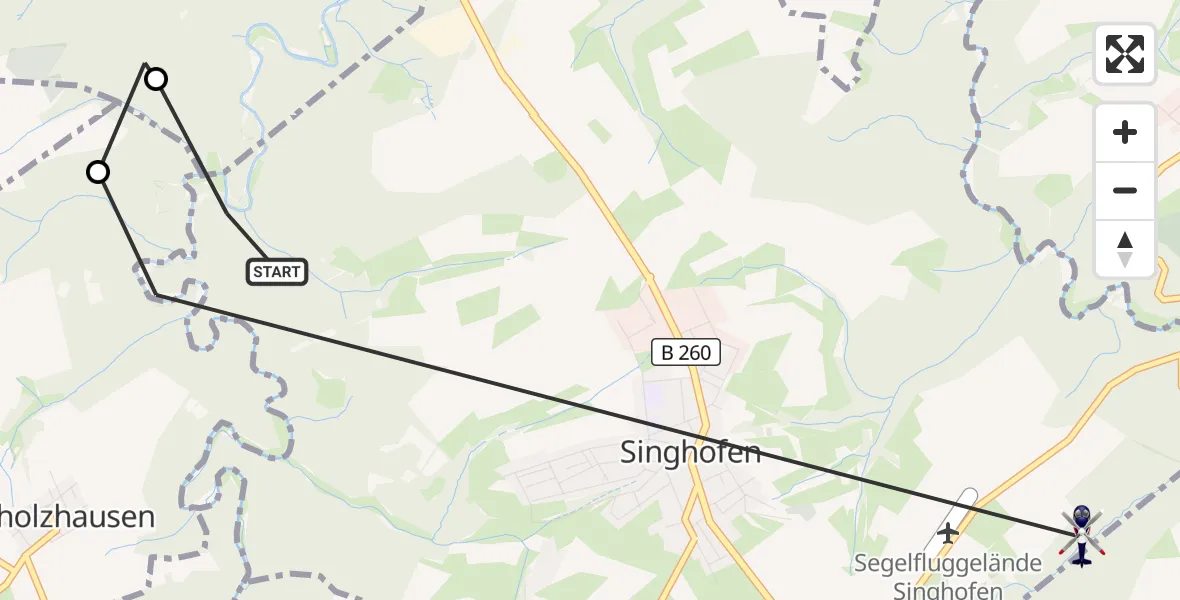 Flugroute Polizeihubschrauber Singhofen - Singhofen, 24 September 2026, 13:11