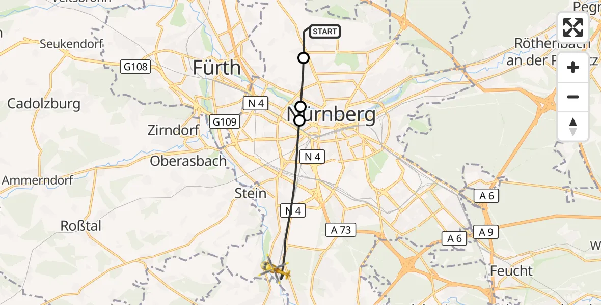 Flugroute Ambulanzhubschrauber Flughafen Nuremberg - Nürnberg, 24 September 2026, 13:20