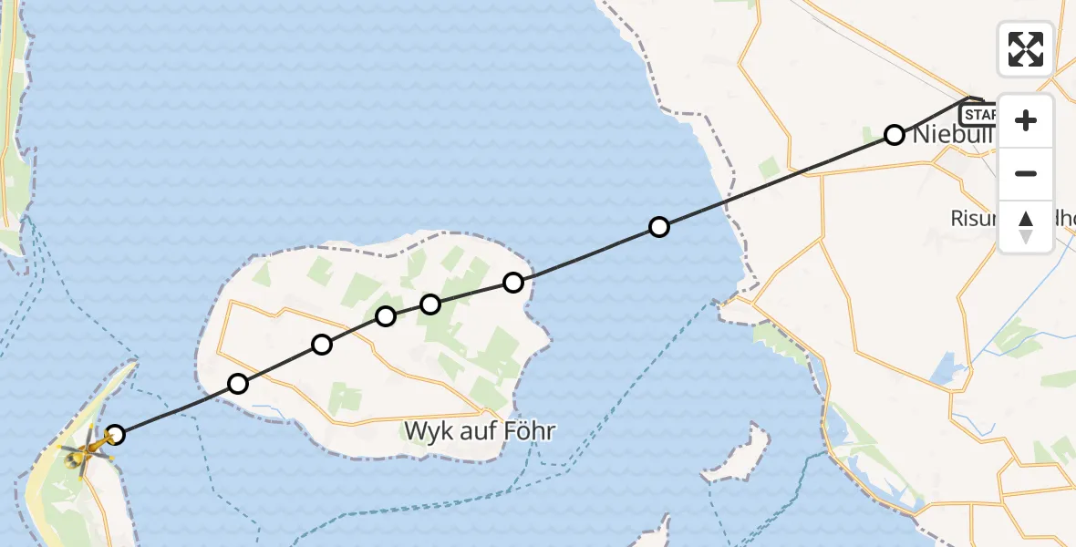 Flugroute Ambulanzhubschrauber Niebüll - Norddorf auf Amrum, 24 September 2026, 15:48