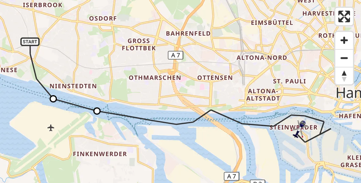 Flugroute Polizeihubschrauber Hamburg - Hamburg, 24 September 2026, 16:03