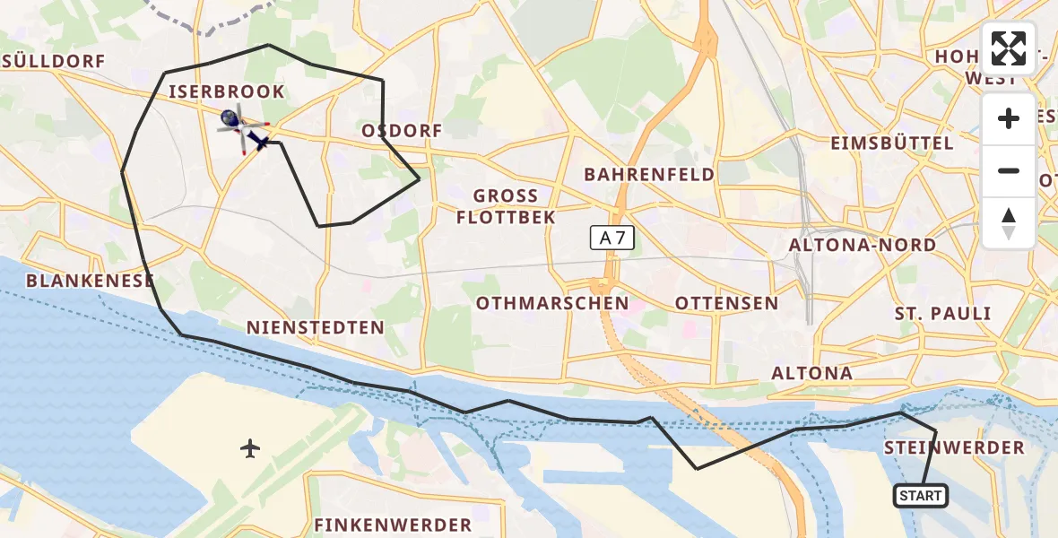Flugroute Polizeihubschrauber Hamburg - Hamburg, 24 September 2026, 16:10