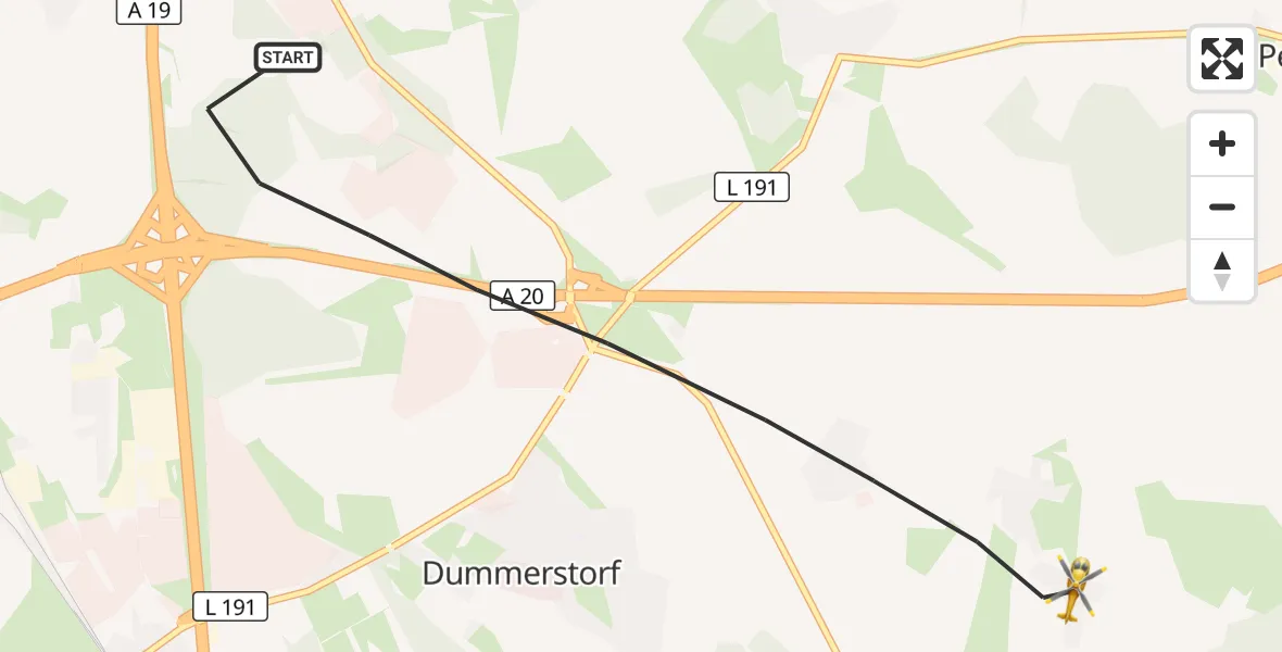 Flugroute Ambulanzhubschrauber Dummerstorf - Dummerstorf, 24 September 2026, 16:19