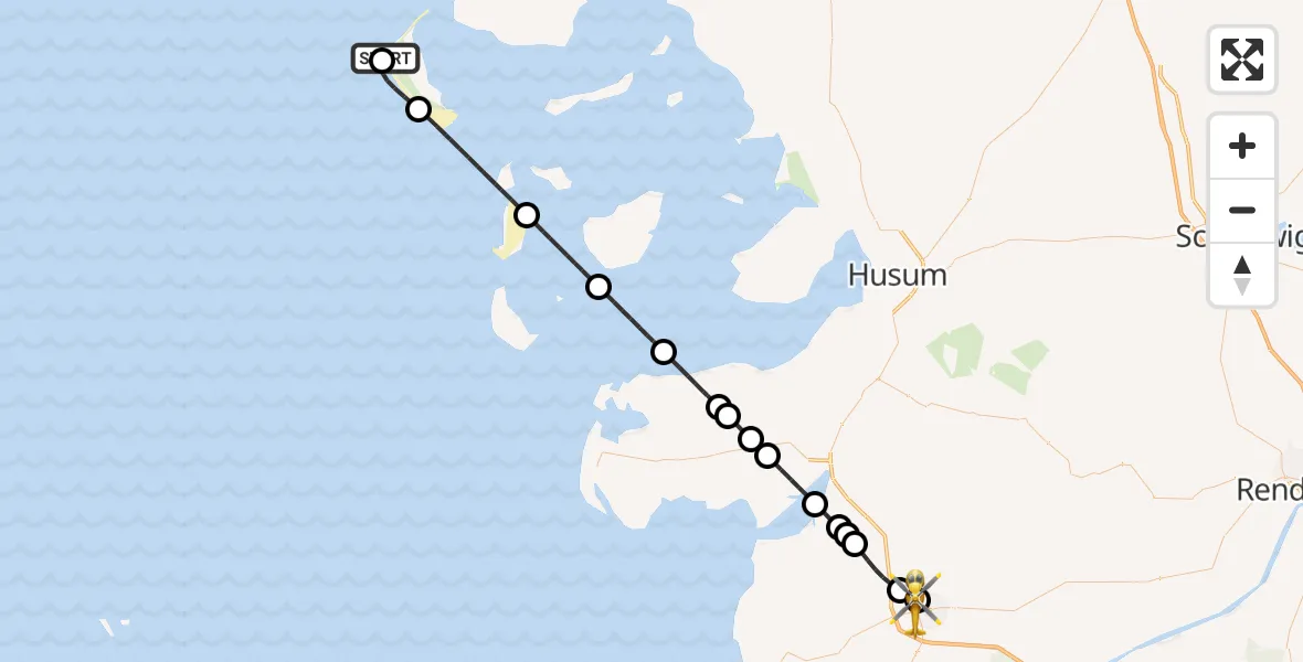 Flugroute Ambulanzhubschrauber Norddorf auf Amrum - Heide, 24 September 2026, 16:23