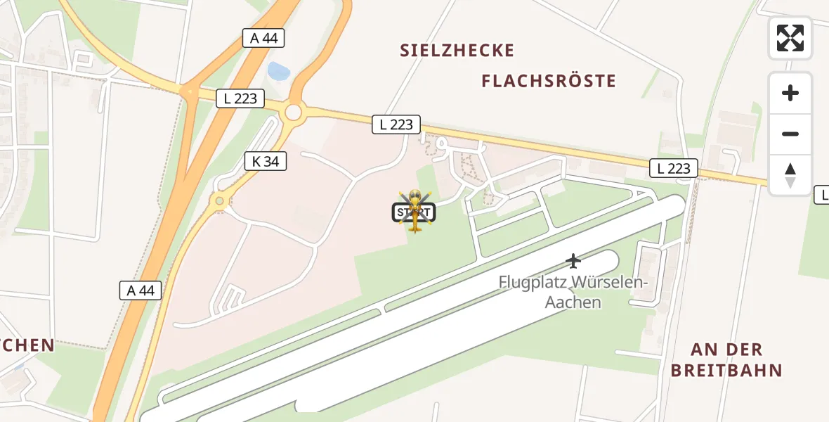 Flugroute Rettungshubschrauber Aachen-Merzbrück Flughafen - Aachen-Merzbrück Flughafen, 24 September 2026, 16:24