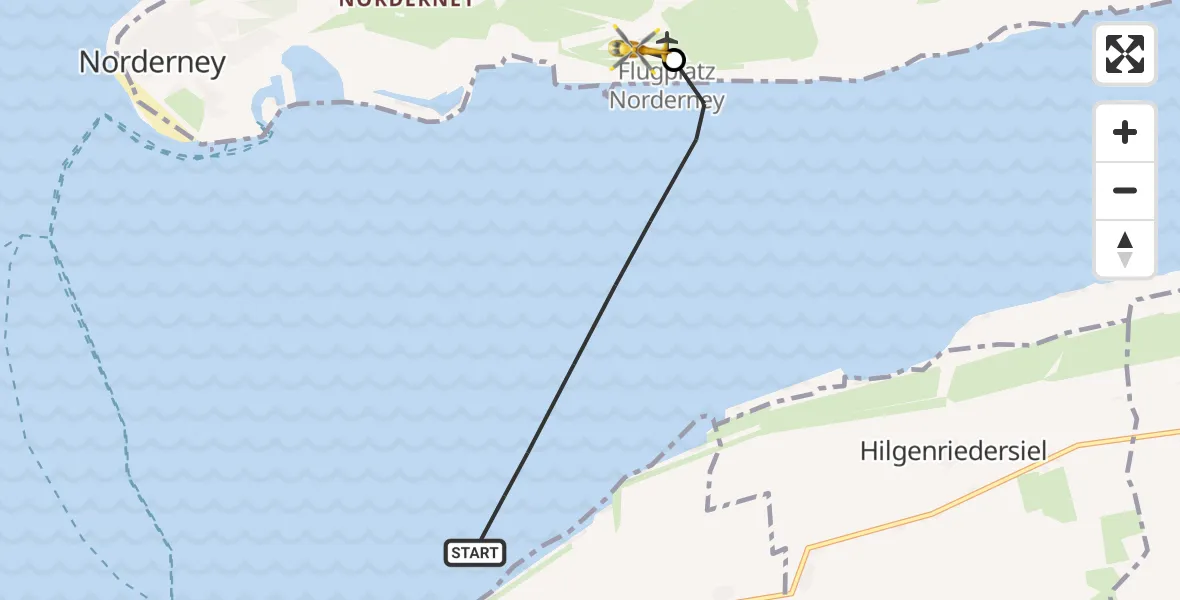 Flugroute Ambulanzhubschrauber Noordzee - Norderney Flughafen, 24 September 2026, 16:33