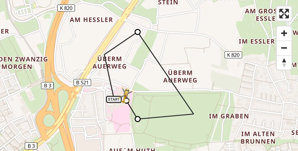 Flugroute Rettungshubschrauber Frankfurt am Main Accident Hospital Roof - Frankfurt am Main Accident Hospital Roof Helipad (CHX2), 24 September 2026, 17:02