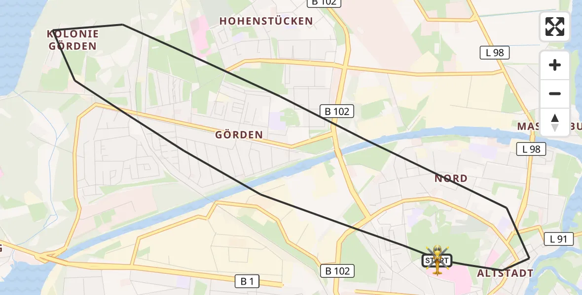 Flugroute Rettungshubschrauber Brandenburg an der Havel - Brandenburg an der Havel, 24 September 2026, 17:30