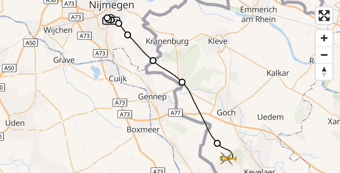 Flugroute Rettungshubschrauber Radboud Universitair Medisch Centrum - Weeze, 24 September 2026, 18:30