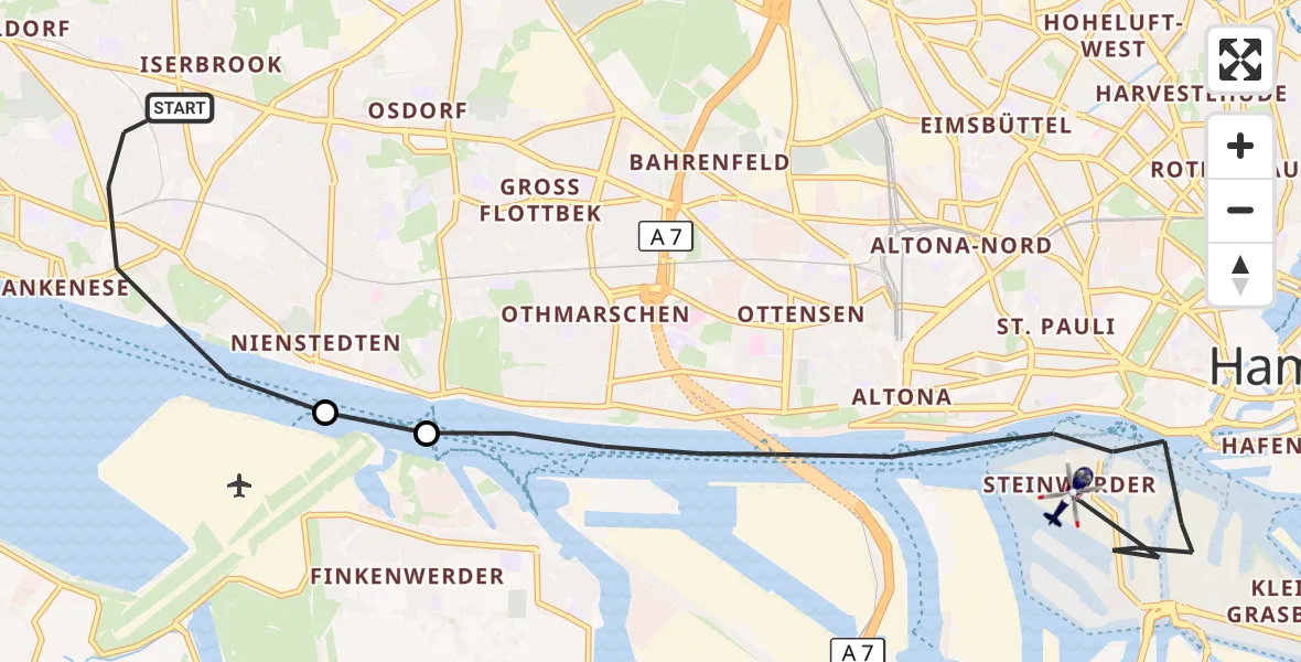 Flugroute Polizeihubschrauber Hamburg - Hamburg, 24 September 2026, 19:15
