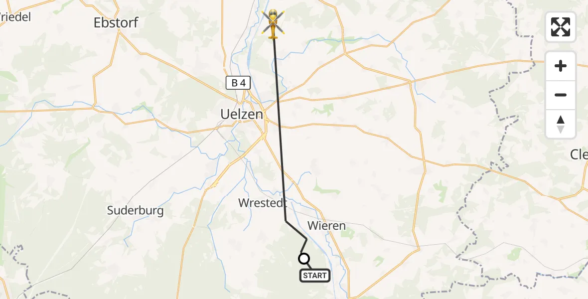Flugroute Rettungshubschrauber Bad Bodenteich - Emmendorf, 25 September 2026, 05:38