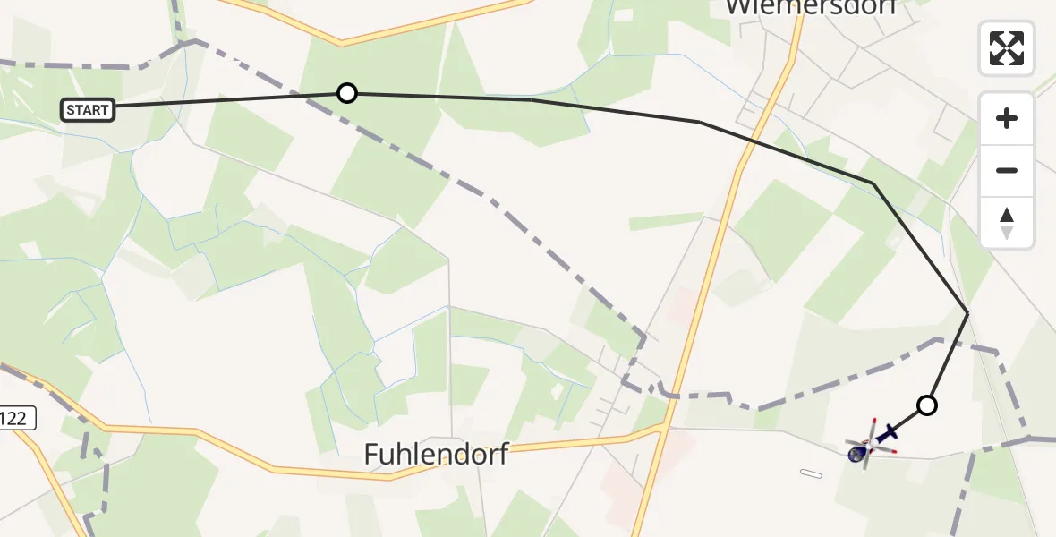 Flugroute Polizeihubschrauber Fuhlendorf - Bad Bramstedt Hubschrauberlandeplatz, 25 September 2026, 07:11