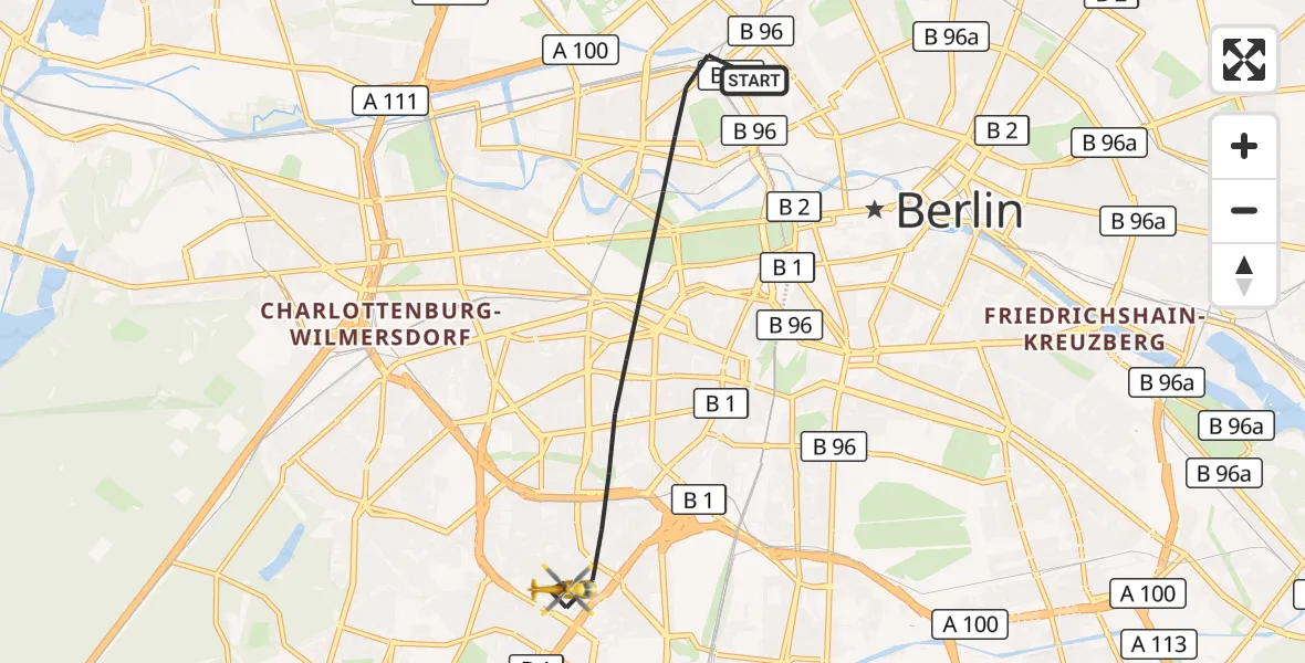 Flugroute Rettungshubschrauber Berlin - Berlin, 25 September 2026, 08:03