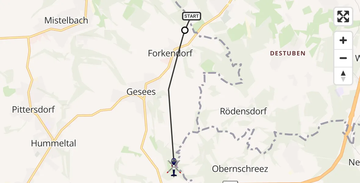 Flugroute Polizeihubschrauber Bayreuth - Gesees, 25 September 2026, 08:04