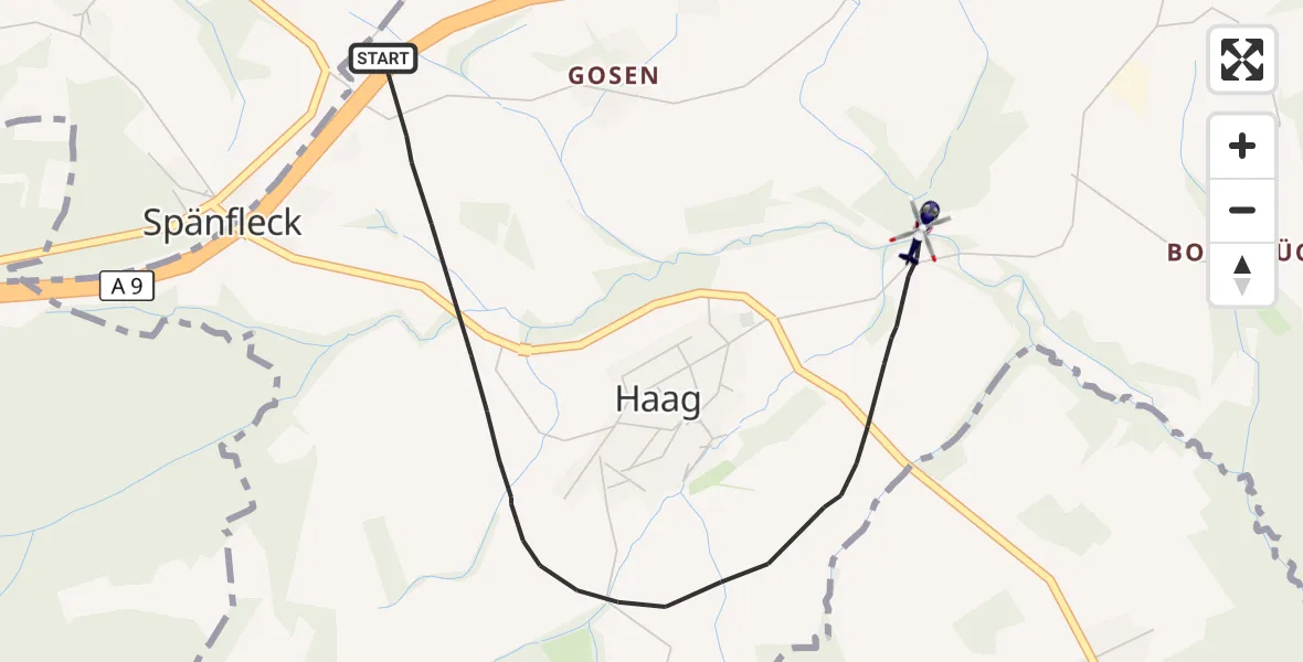 Flugroute Polizeihubschrauber Haag - Haag, 25 September 2026, 08:07