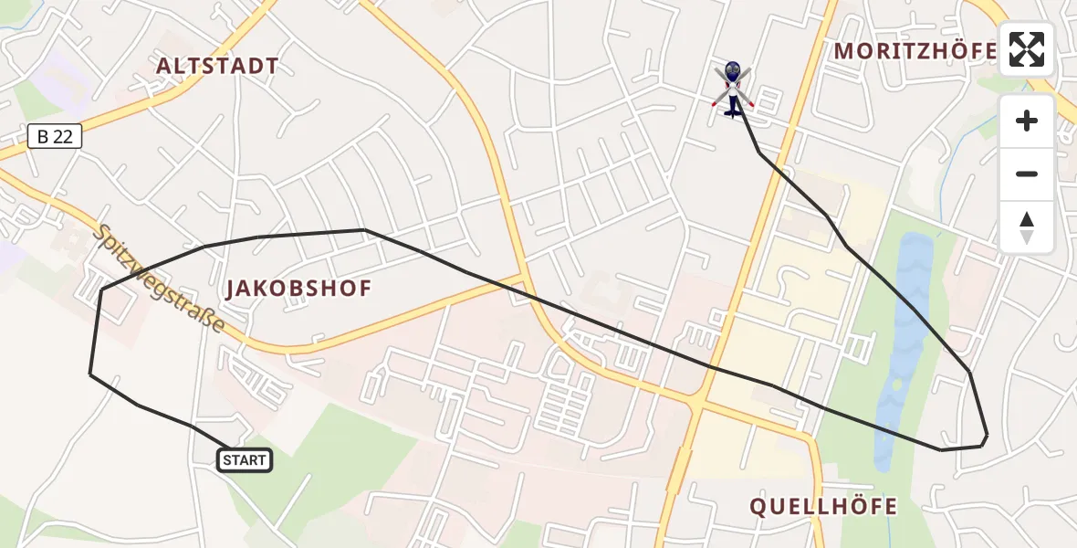 Flugroute Polizeihubschrauber Bayreuth - Bayreuth, 25 September 2026, 08:42