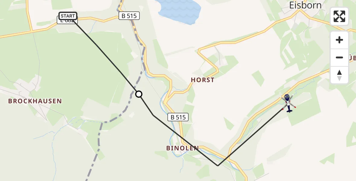 Flugroute Polizeihubschrauber Hemer - Balve, 25 September 2026, 09:19