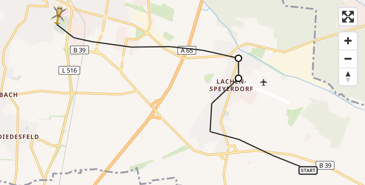 Flugroute Rettungshubschrauber Neustadt an der Weinstraße - Neustadt an der Weinstraße, 25 September 2026, 09:51