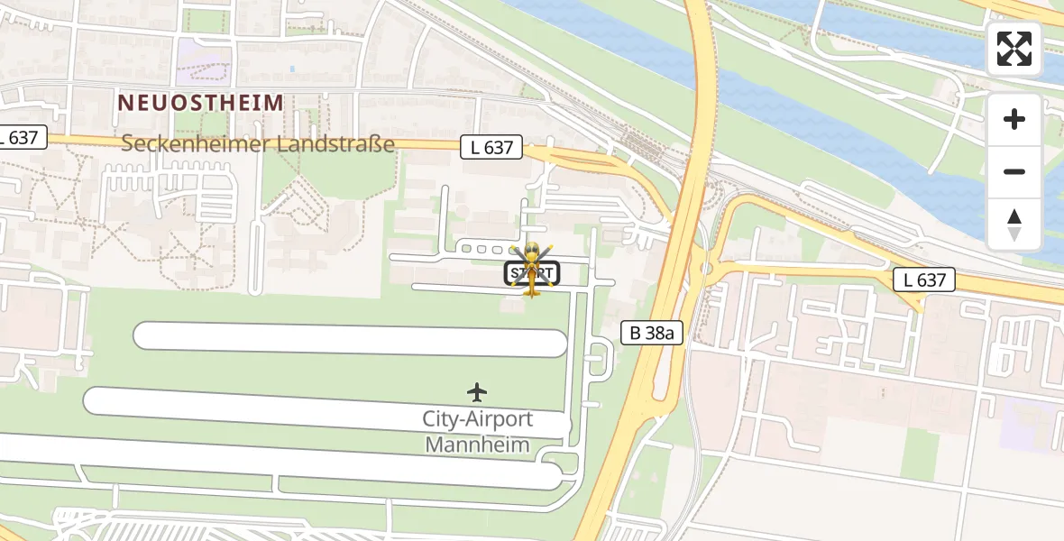 Flugroute Ambulanzhubschrauber Mannheim-City Flughafen - Mannheim-City Flughafen, 25 September 2026, 10:16