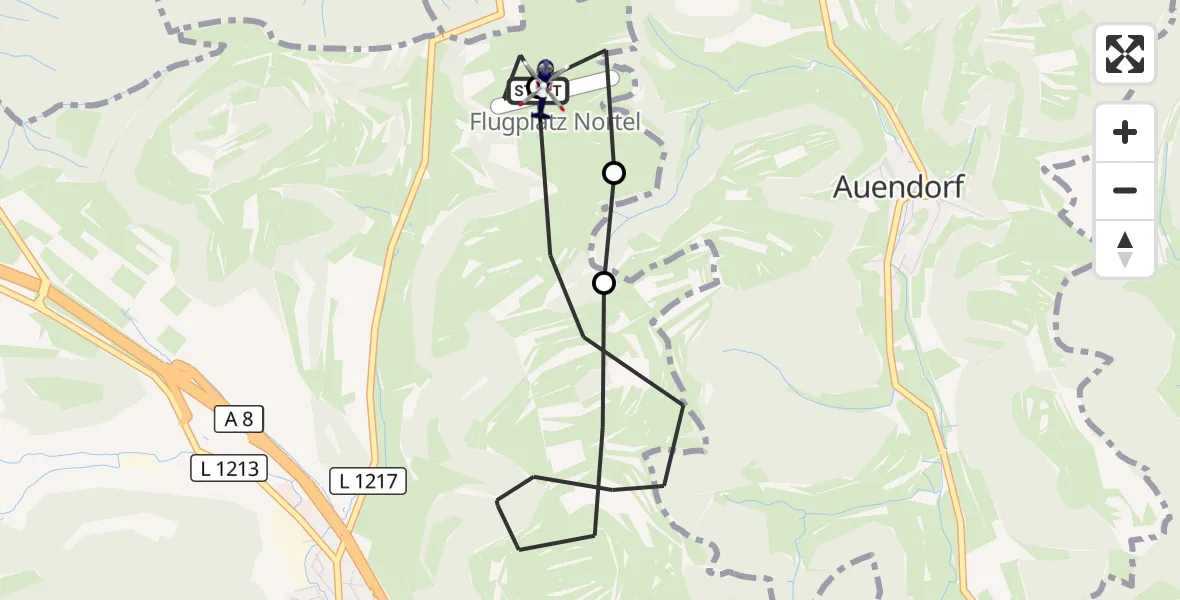 Flugroute Polizeihubschrauber Gruibingen-Nortel Flugplatz - Gruibingen-Nortel Flugplatz, 25 September 2026, 10:59