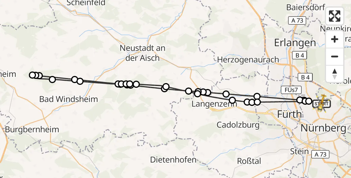 Flugroute Ambulanzhubschrauber Flughafen Nuremberg - Flughafen Nuremberg, 25 September 2026, 11:05
