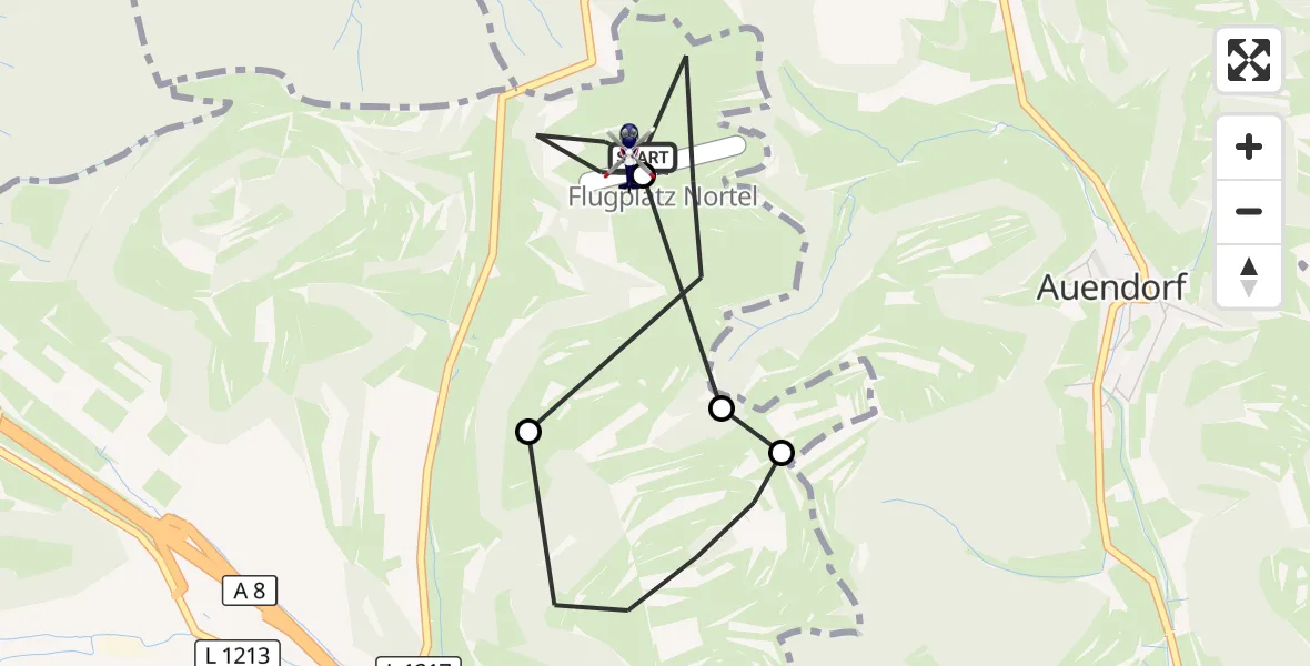 Flugroute Polizeihubschrauber Gruibingen-Nortel Flugplatz - Gruibingen-Nortel Flugplatz, 25 September 2026, 11:09