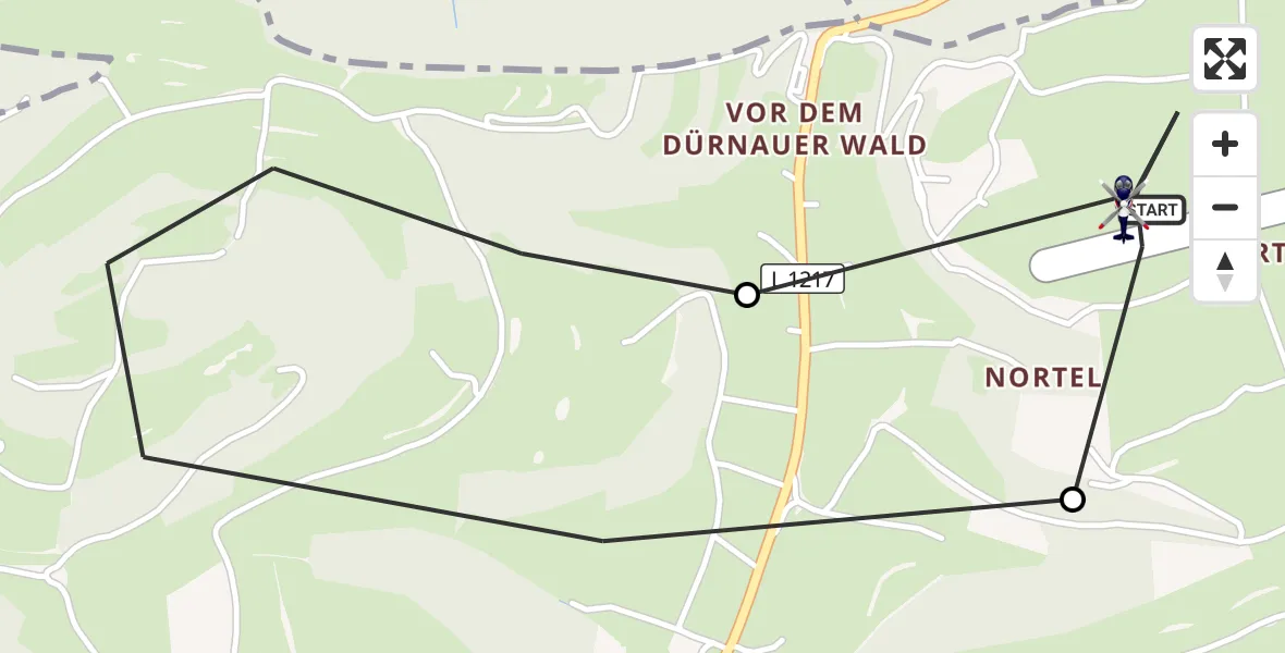 Flugroute Polizeihubschrauber Gruibingen-Nortel Flugplatz - Gruibingen-Nortel Flugplatz, 25 September 2026, 11:19