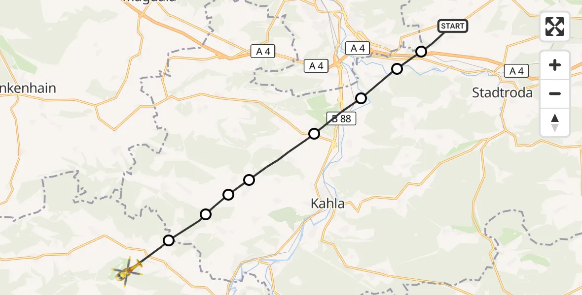 Flugroute Rettungshubschrauber Schlöben - Uhlstädt-Kirchhasel, 25 September 2026, 11:29