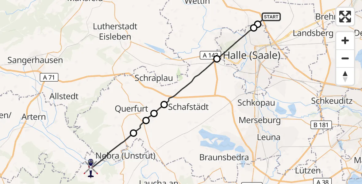 Flugroute Polizeihubschrauber Landsberg - Kaiserpfalz, 25 September 2026, 11:31