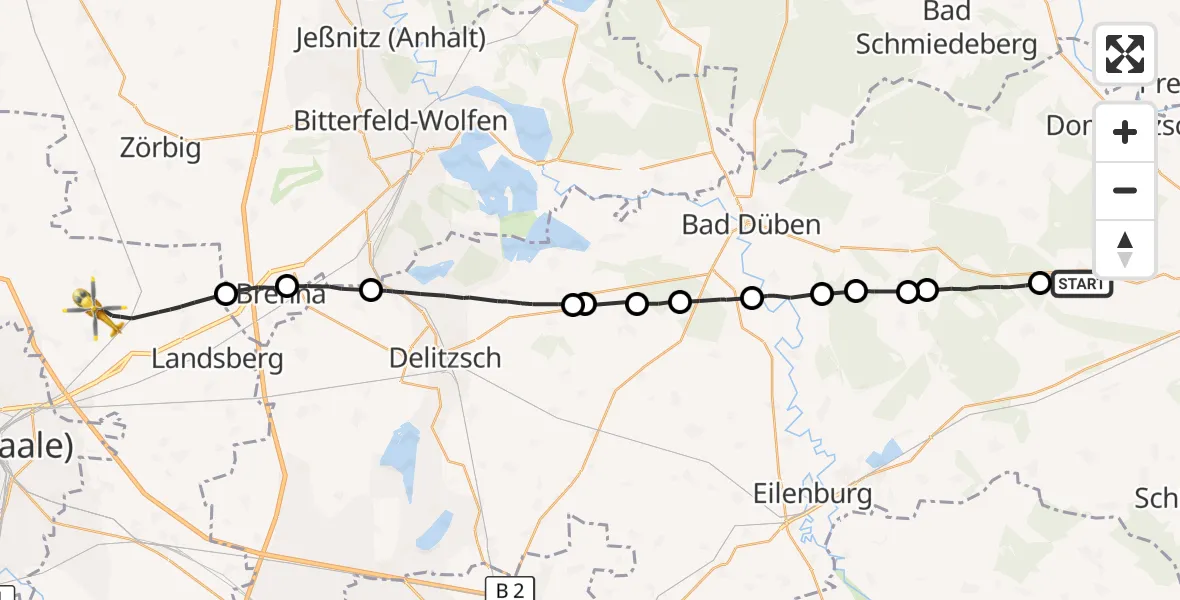 Flugroute Rettungshubschrauber Dreiheide - Landsberg, 25 September 2026, 11:43