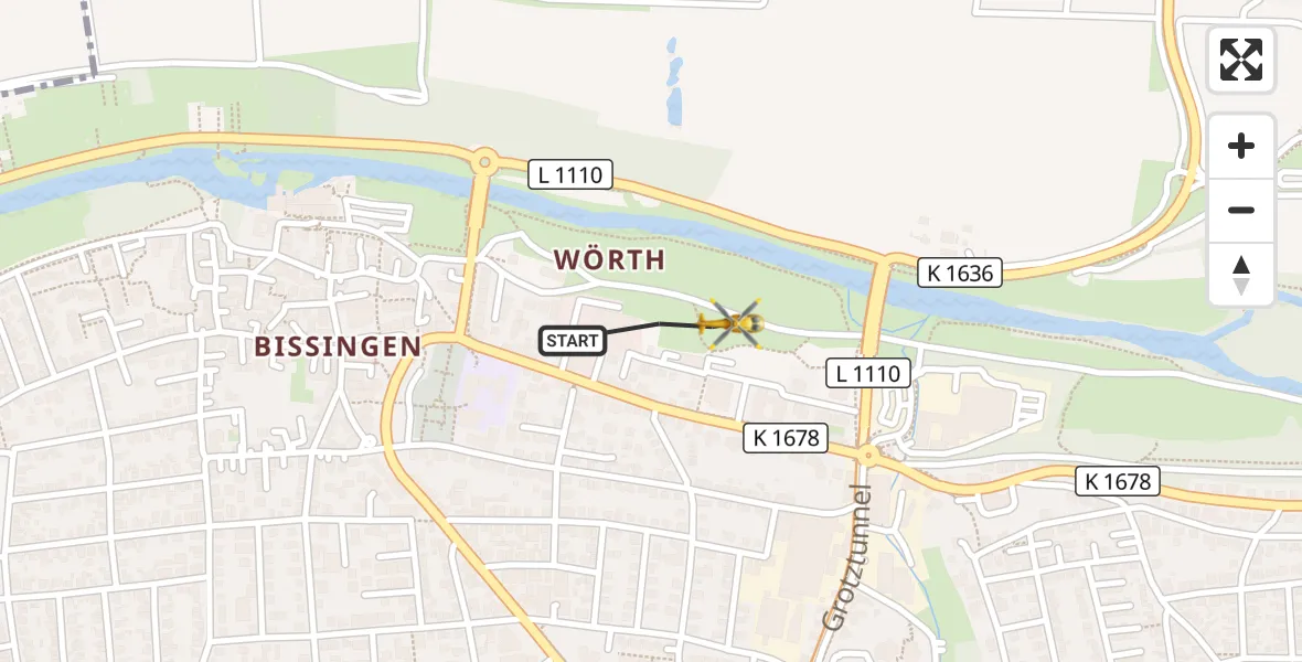 Flugroute Ambulanzhubschrauber Bietigheim-Bissingen - Bietigheim-Bissingen, 25 September 2026, 11:48
