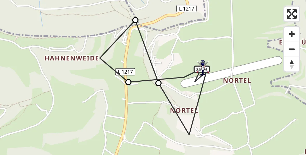 Flugroute Polizeihubschrauber Gruibingen-Nortel Flugplatz - Gruibingen-Nortel Flugplatz, 25 September 2026, 11:52