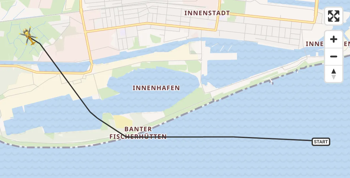 Flugroute Ambulanzhubschrauber Wilhelmshaven - Wilhelmshaven, 25 September 2026, 11:56