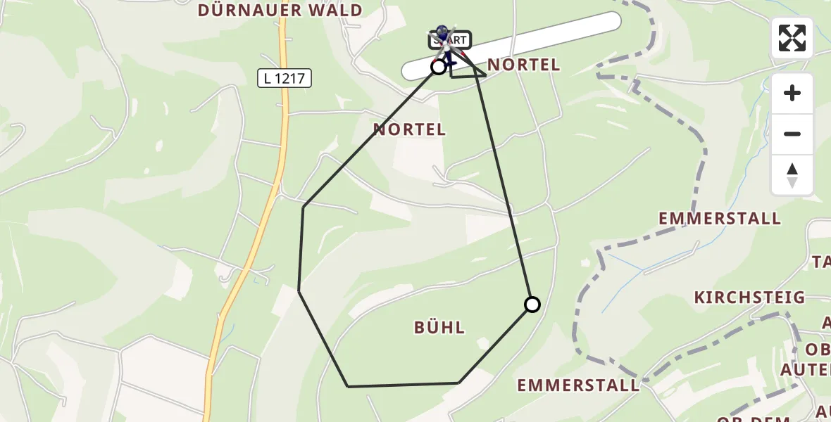 Flugroute Polizeihubschrauber Gruibingen-Nortel Flugplatz - Gruibingen-Nortel Flugplatz, 25 September 2026, 11:58