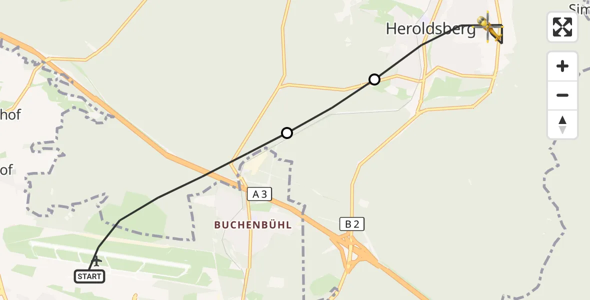 Flugroute Ambulanzhubschrauber Flughafen Nuremberg - Heroldsberg, 25 September 2026, 12:10