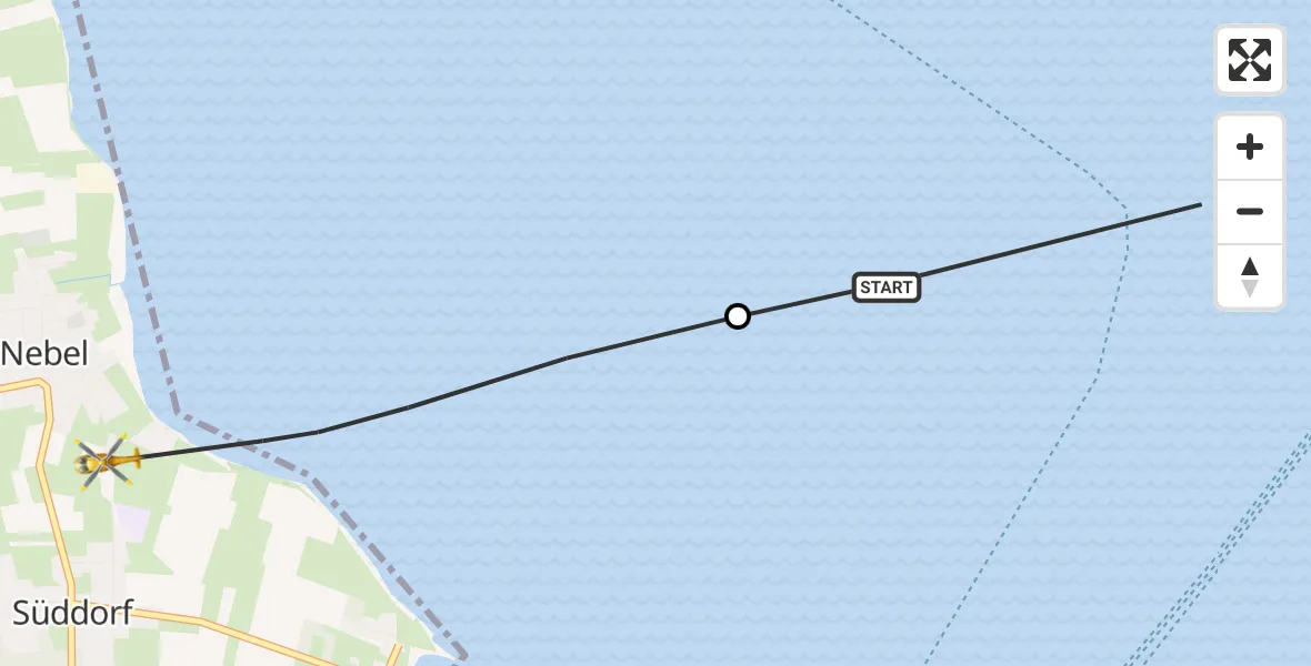 Flugroute Ambulanzhubschrauber Wittdün auf Amrum - Nebel, 25 September 2026, 13:06