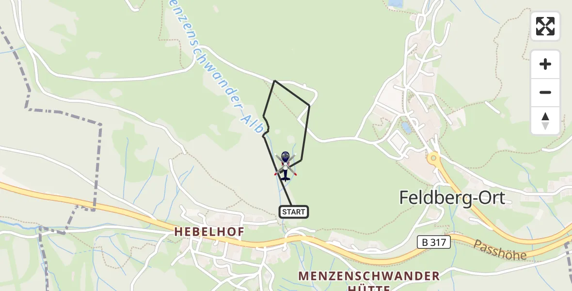 Flugroute Polizeihubschrauber Feldberg (Schwarzwald) - Feldberg (Schwarzwald), 25 September 2026, 13:17