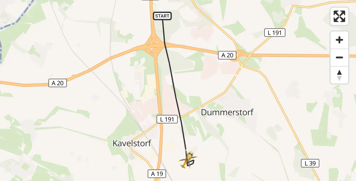 Flugroute Ambulanzhubschrauber Dummerstorf - Dummerstorf, 25 September 2026, 14:00