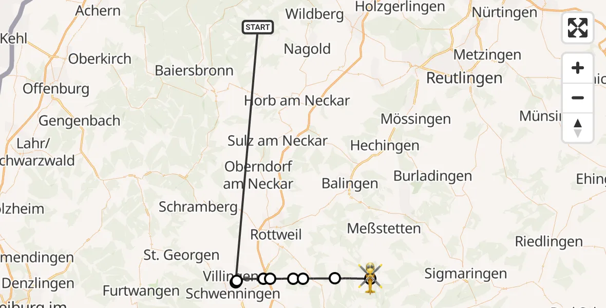 Flugroute Ambulanzhubschrauber Altensteig - Bärenthal, 25 September 2026, 14:06