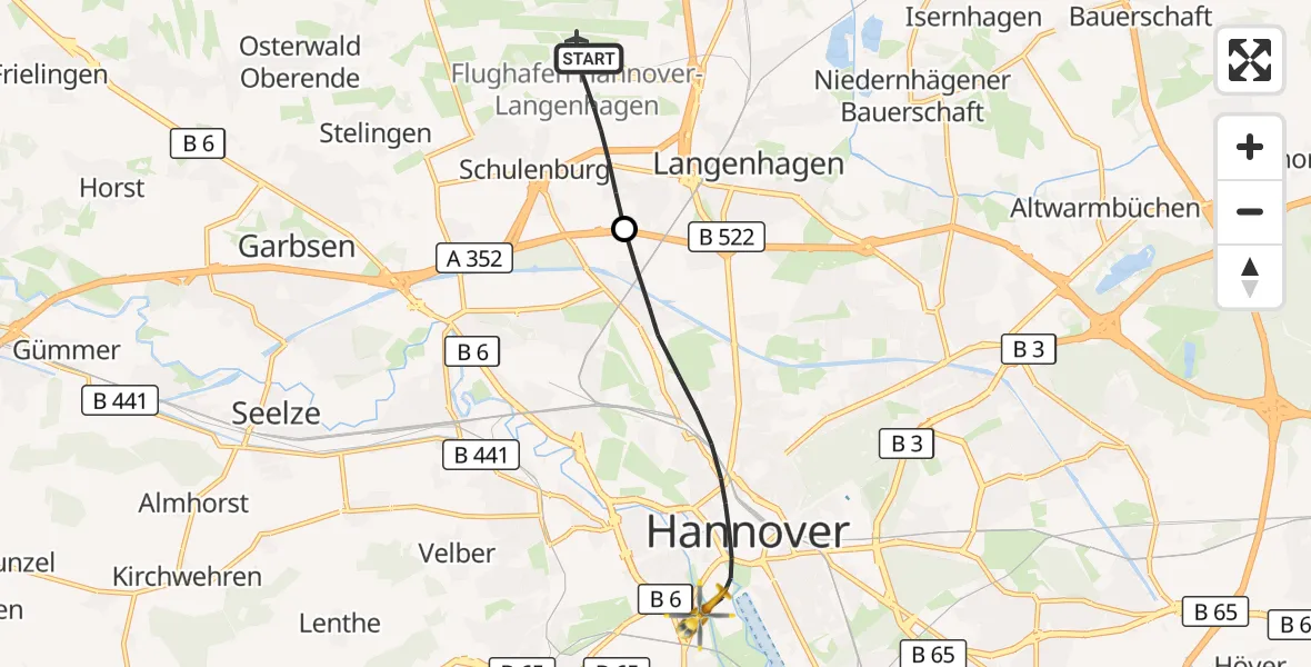 Flugroute Rettungshubschrauber Flughafen Hannover - Hannover, 25 September 2026, 14:14