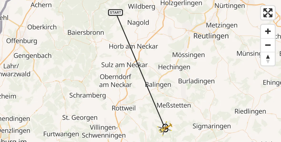 Flugroute Ambulanzhubschrauber Altensteig - Renquishausen, 25 September 2026, 14:25