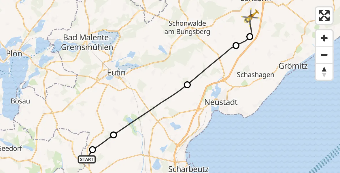 Flugroute Rettungshubschrauber Christoph 12 Luftrettungszentrum - Beschendorf, 25 September 2026, 14:26