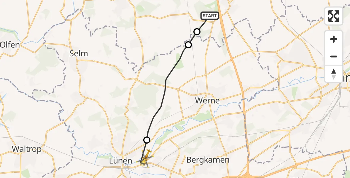 Flugroute Ambulanzhubschrauber Ascheberg - Lünen, 25 September 2026, 14:28