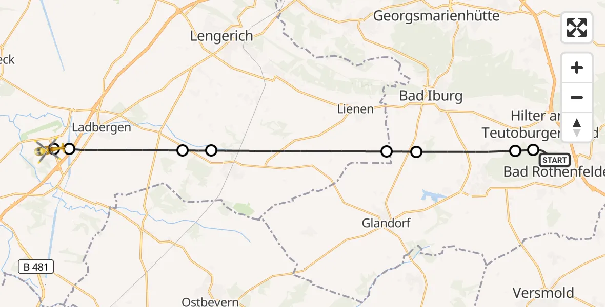 Flugroute Ambulanzhubschrauber Bad Rothenfelde - Christoph  Westfalen-ADAC, 25 September 2026, 14:35
