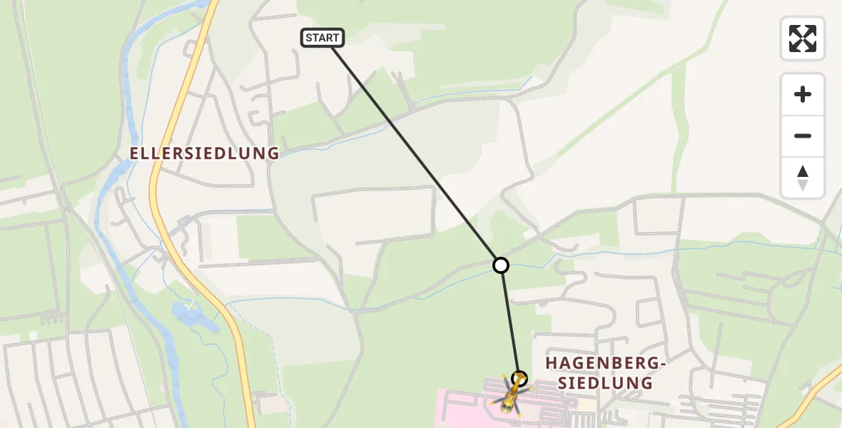 Flugroute Rettungshubschrauber Nordhausen - Südharz Hospital Nordhausen, 25 September 2026, 15:14