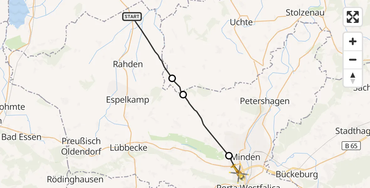 Flugroute Rettungshubschrauber Rahden - Porta Westfalica, 25 September 2026, 16:28