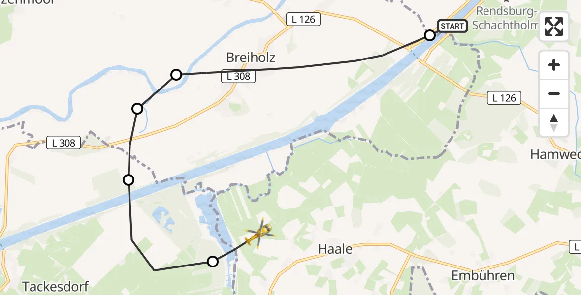 Flugroute Ambulanzhubschrauber Hörsten - Haale, 25 September 2026, 16:40