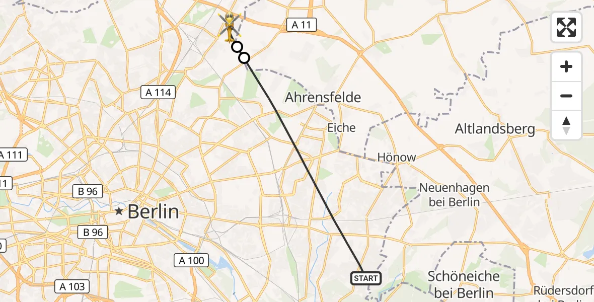 Flugroute Rettungshubschrauber Berlin - Berlin, 25 September 2026, 17:32