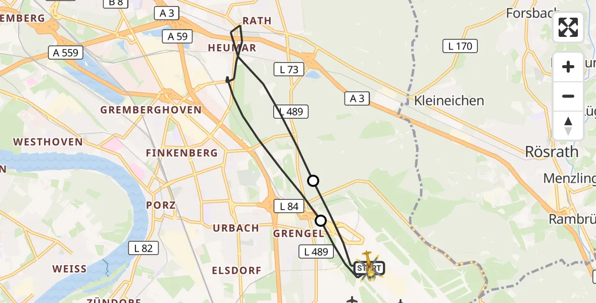 Flugroute Ambulanzhubschrauber Köln Bonn Flughafen - Köln Bonn Flughafen, 25 September 2026, 17:40