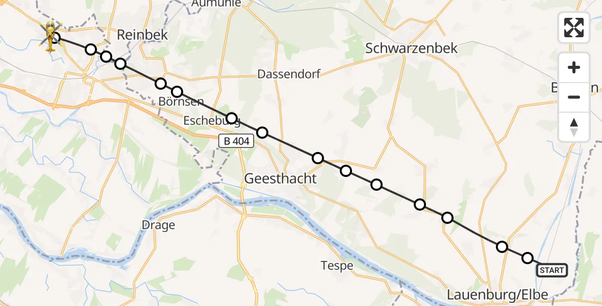 Flugroute Rettungshubschrauber Lanze - Christoph Hansa ADAC Hubschrauberlandeplatz, 25 September 2026, 17:41